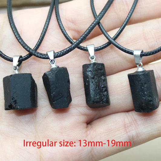 Black Tourmaline Crystal Pendant – Natural Healing Stone Necklace for Jewelry Making & Charm Accessories