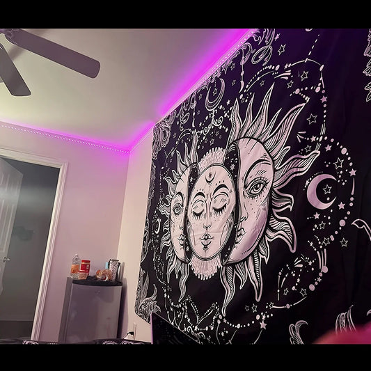 Sun & Moon Horoscope Tapestry – 75×58 cm Divination Wall Hanging for Home Decor