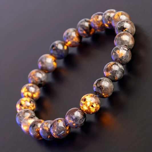 Natural Yooperlite Bracelet – UV Reactive Flame Beads for Meditation & Healing